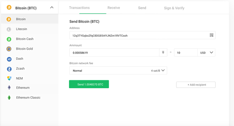 Bitcoin Trezor wallet